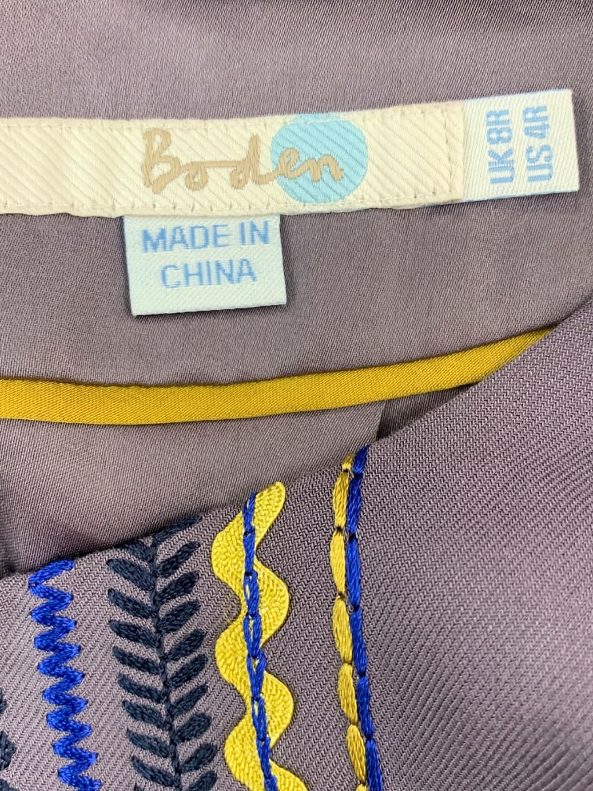 Boden Purple Embroidered Shift Dress UK 8