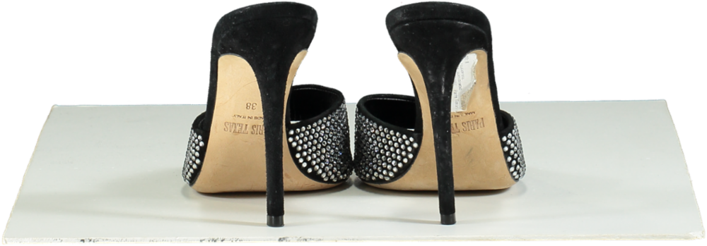 Paris Texas Black Holly Stiletto Crystal Embellished Mules UK 5 EU 38