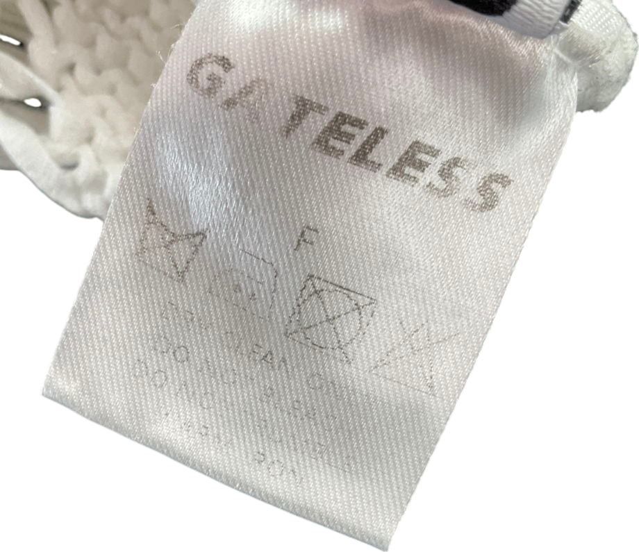 gateless White Crochet Tie Up Long Sleeved Top UK S