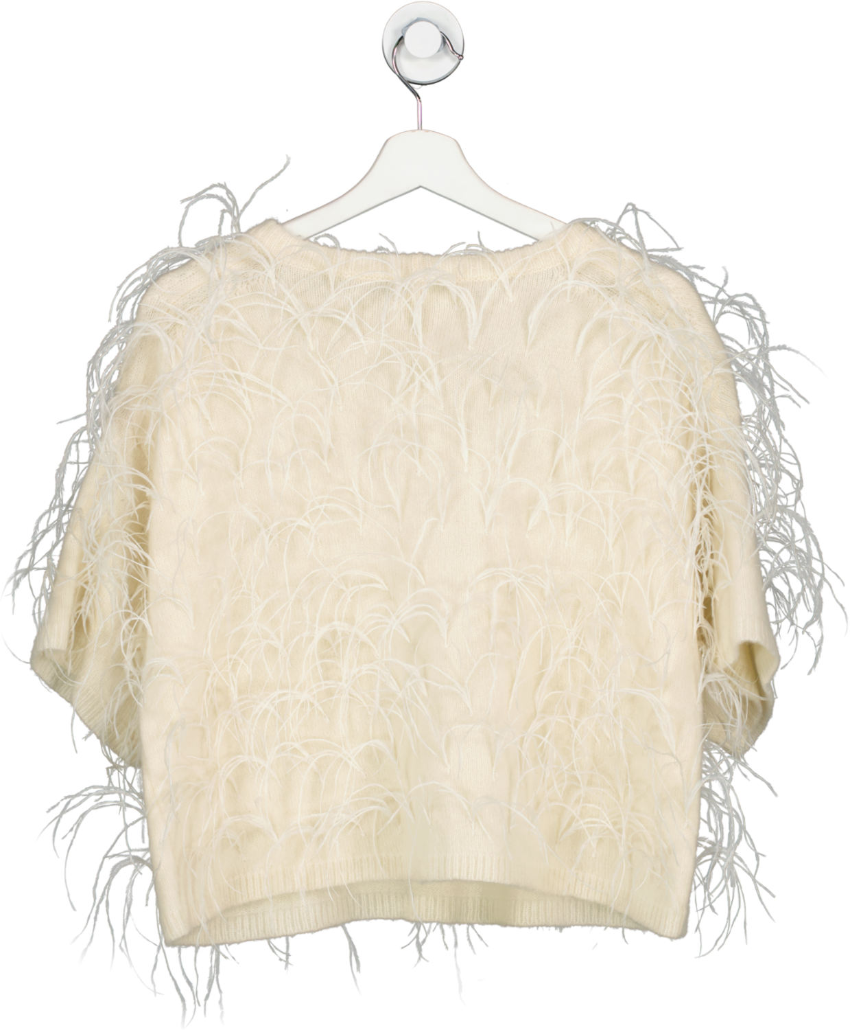 Lapointe Cream Alpaca Silk Feather Top UK S