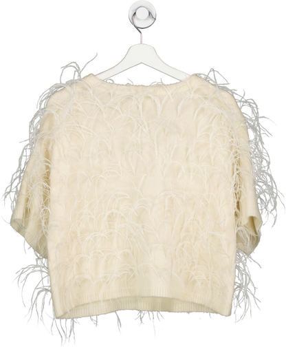 Lapointe Cream Alpaca Silk Feather Top UK S