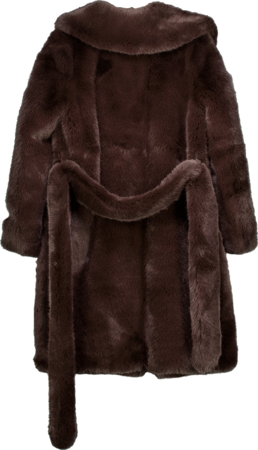 Club L Brown Slopeside Long Belted Faux Fur Coat UK M