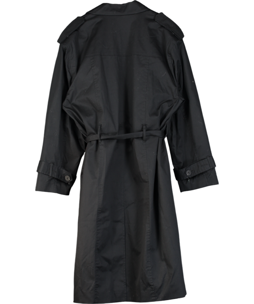 Oak + Fort Black Cotton Belted Trench Coat UK M