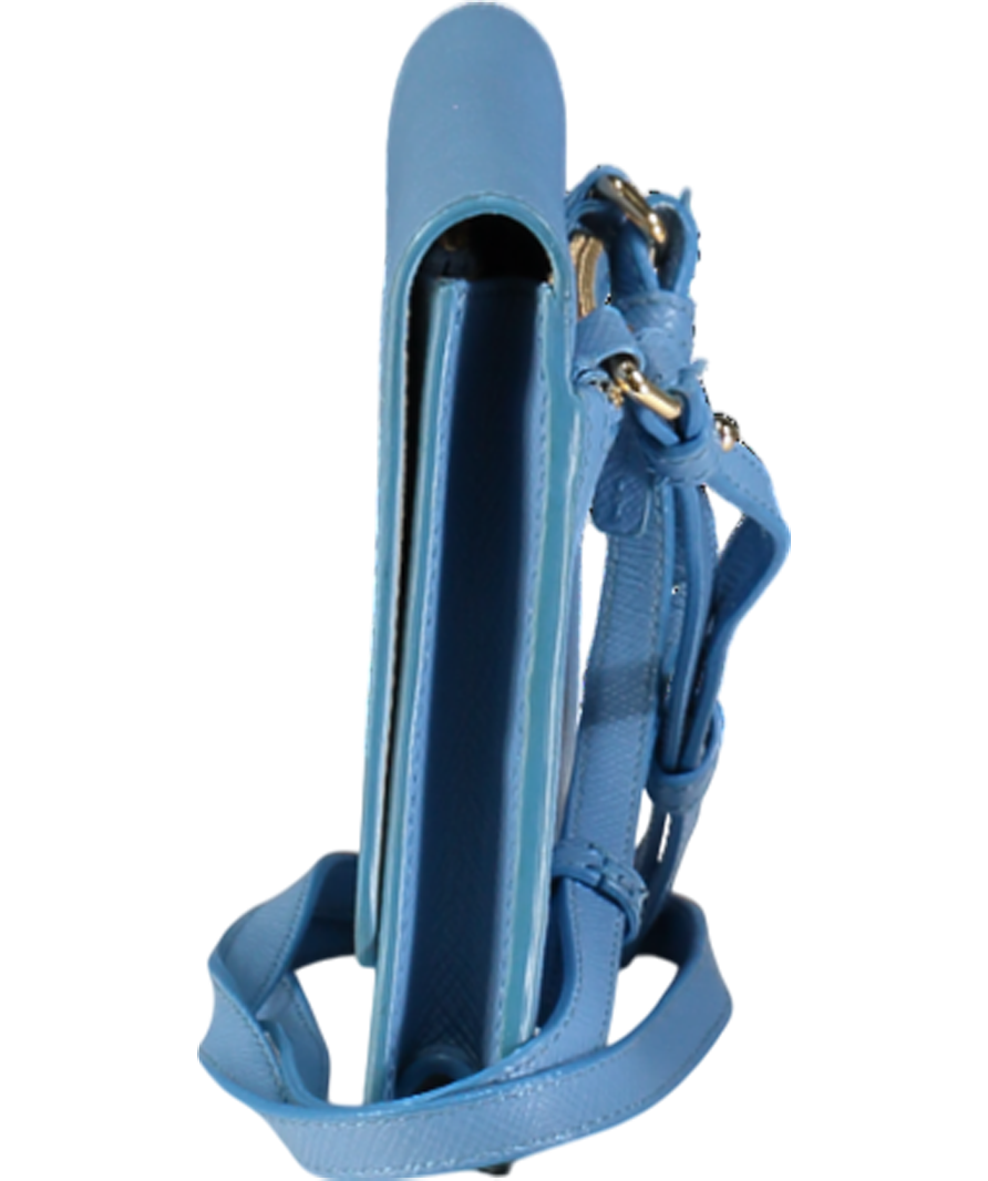 Smythson Light Blue Cross Grain Leather Crossbody Bag