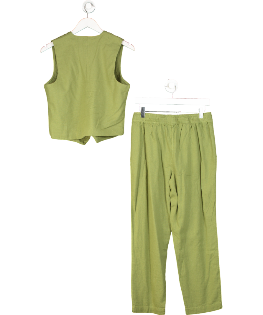 Threadbare Green Majesty Waistcoat And Rosewood Trouser Linen Set UK 12