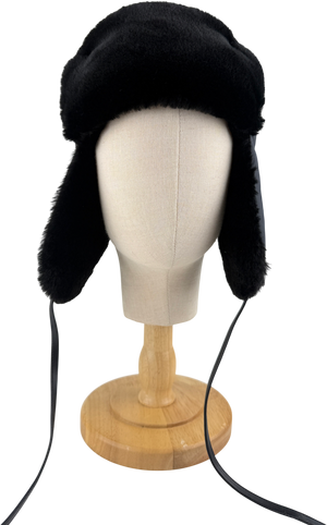 ARKET Black Faux Fur Trapper Hat