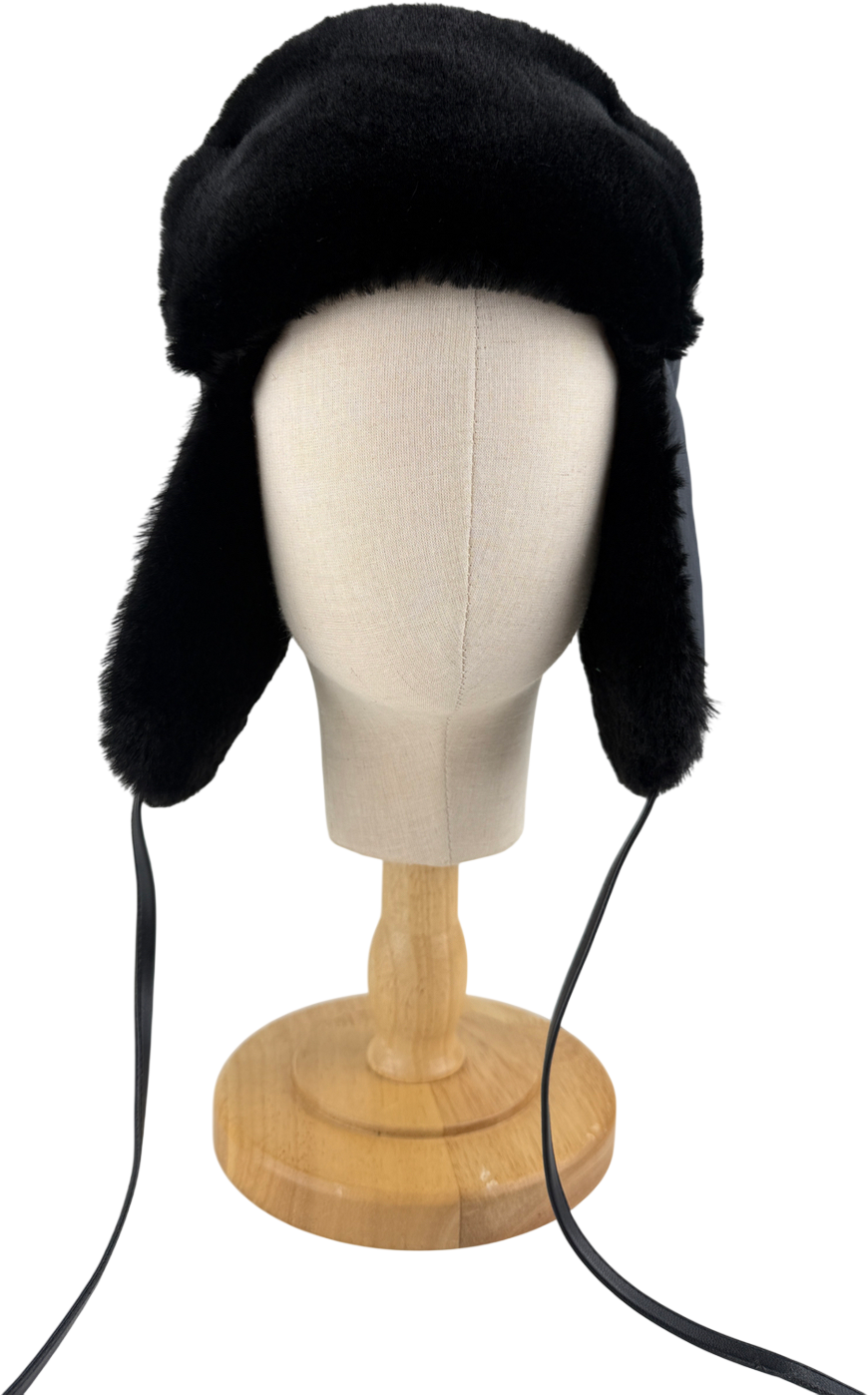 ARKET Black Faux Fur Trapper Hat