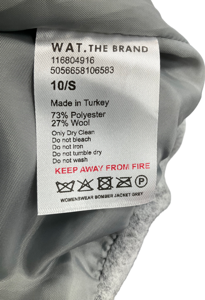 wat the brand Grey Wool Look Bomber Jacket UK 10