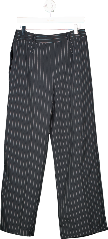 New Look Black Pinstripe Wide Leg Trousers UK 10