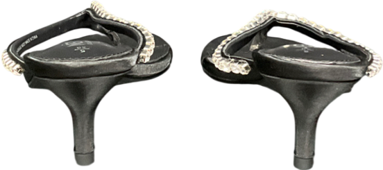 Next Black Jewelled Toe Thong Kitten Heels UK 5 EU 38 👠