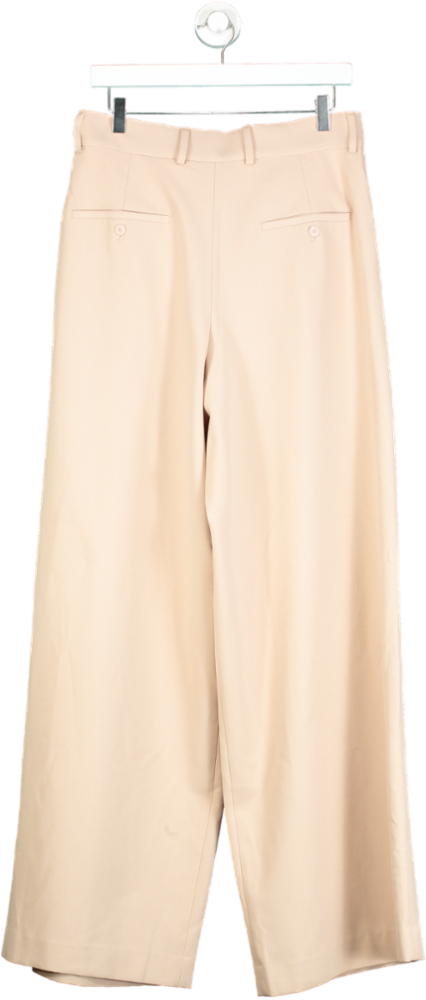 Zara Beige High Waisted Wide Leg Trousers UK L Reliked