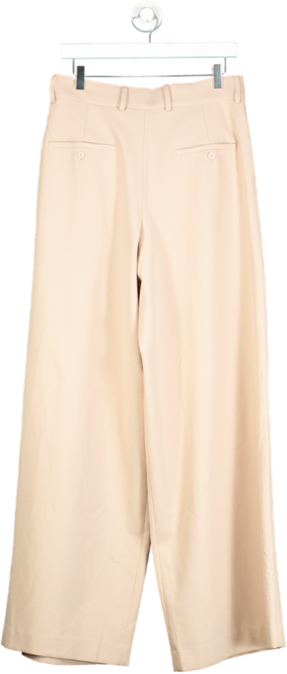 Zara Beige High-Waisted Wide Leg Trousers UK L