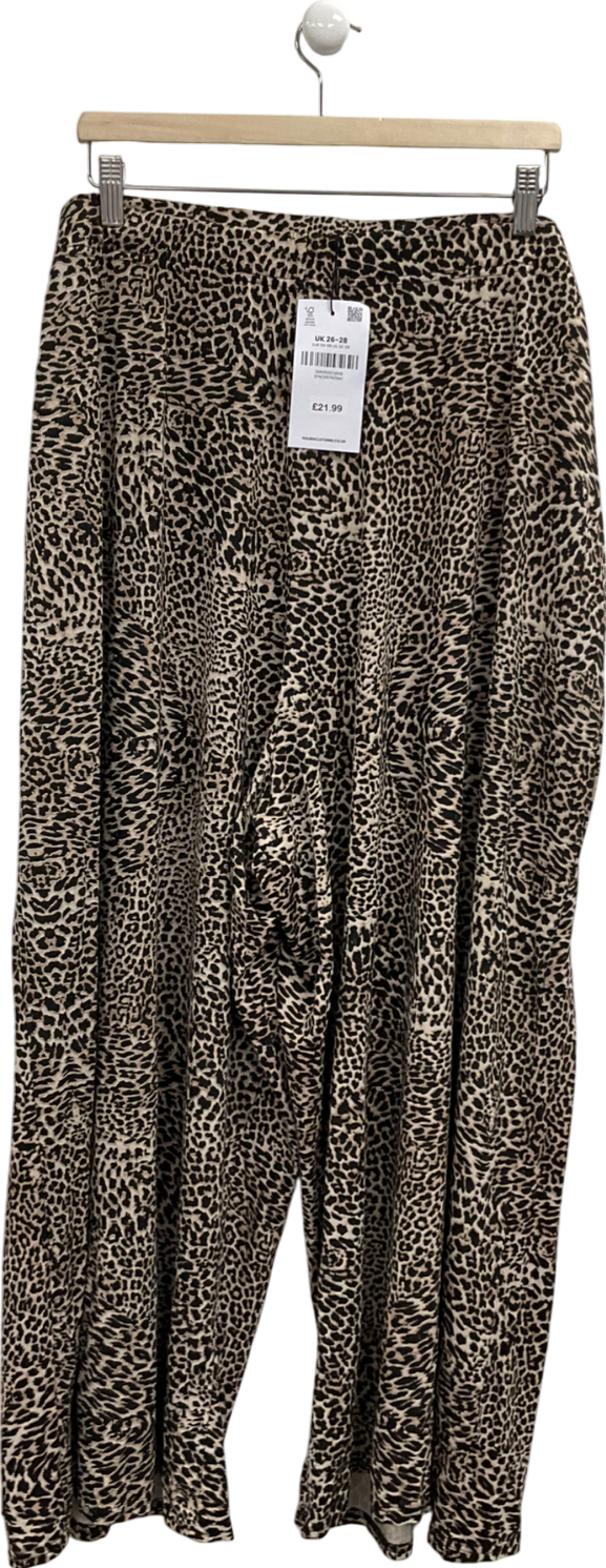 Limited Collection Brown Leopard Print Plus Size Trousers UK 28