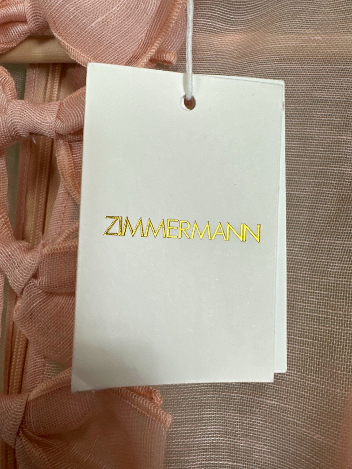 Zimmermann Blush Postcard Silk Blend With Bow Accent UK 10