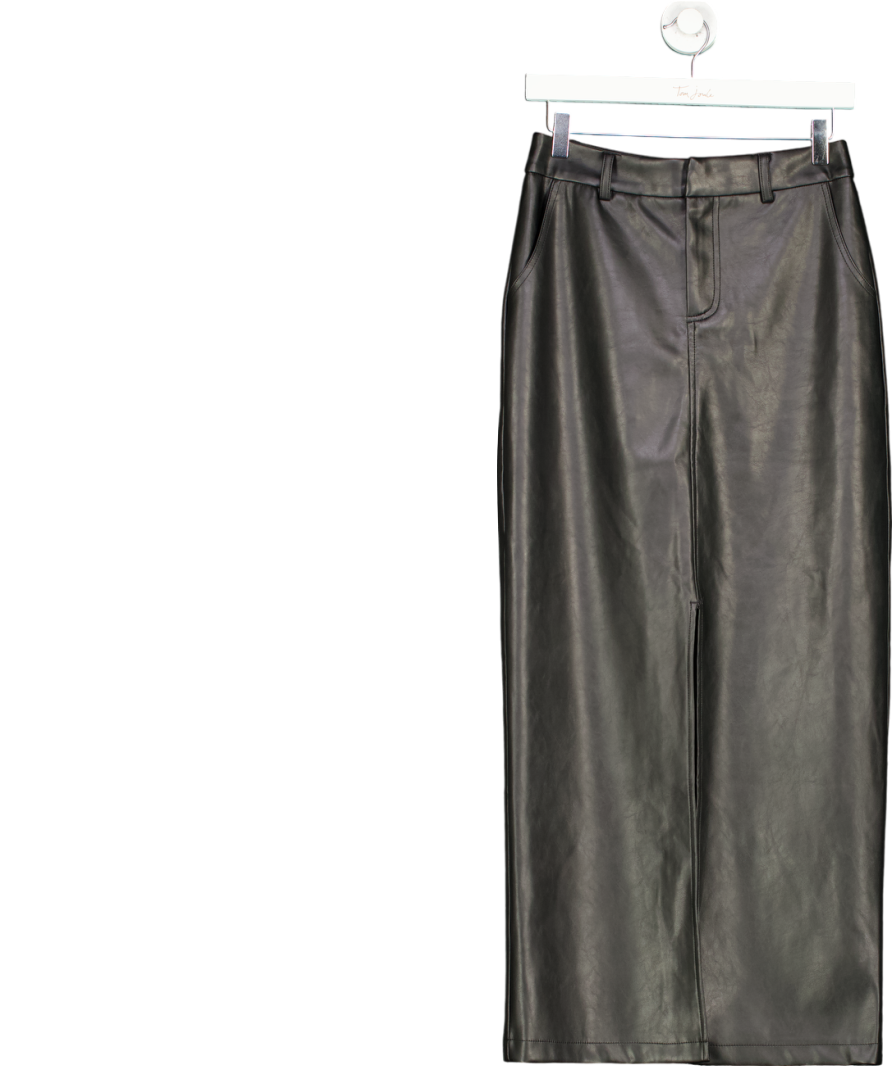 4th & Reckless Black Faux Leather Midi Pencil Skirt UK 8