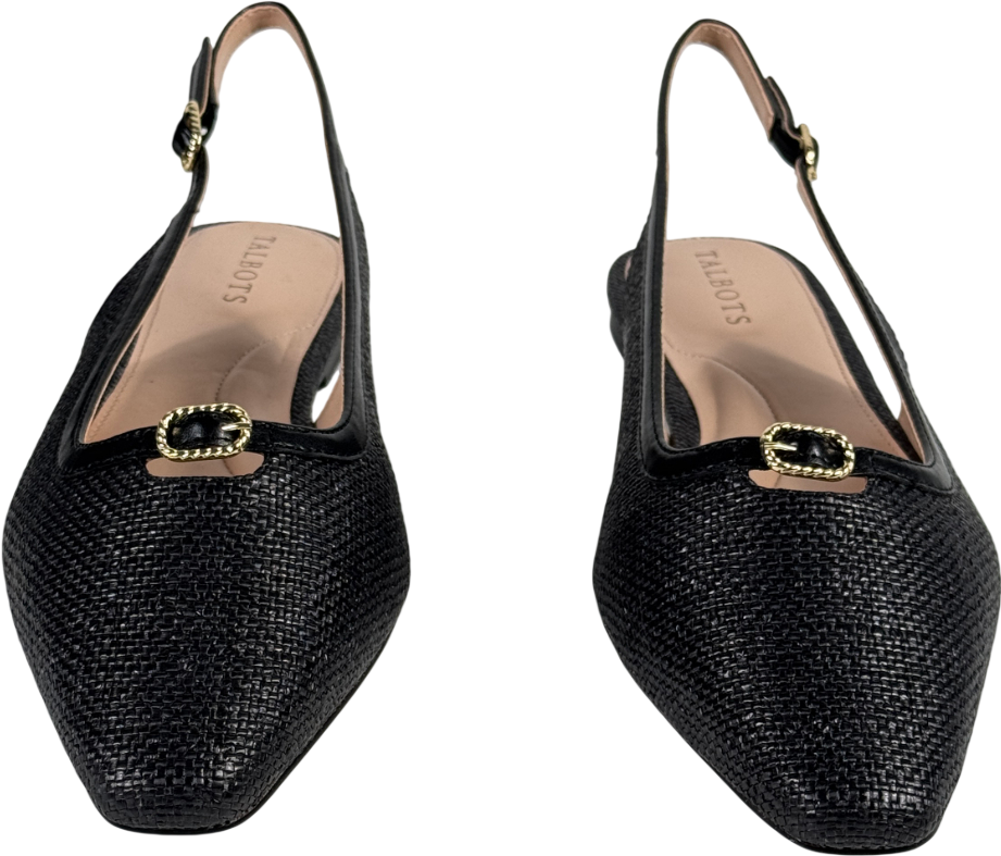 TALBOTS Black Whitley Shimmer Raffia Slingback Flats Us10m UK 7.5 EU 40.5 👠