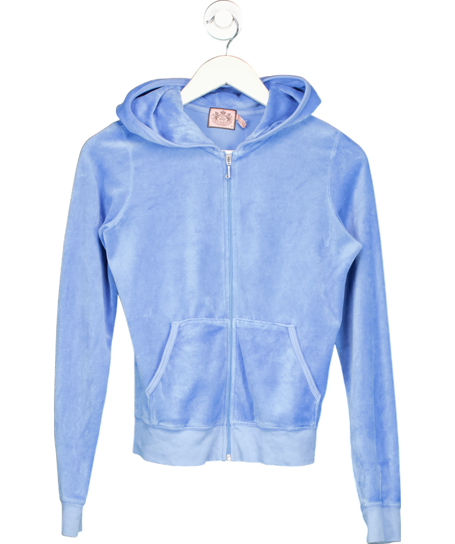 Juicy Couture Blue Velvet Embellished Back Zip Track Jacket UK M