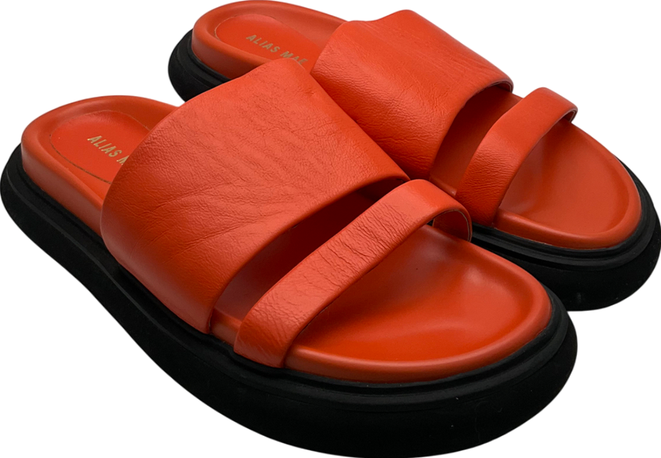 Alias Mae Orange Leather Sliders UK 7 EU 40 👠