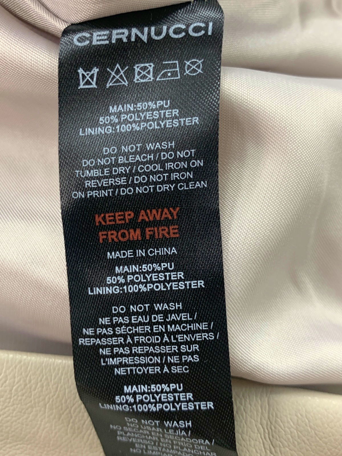 Cernucci Beige PU Cropped Jacket with Shoulder Pads UK S