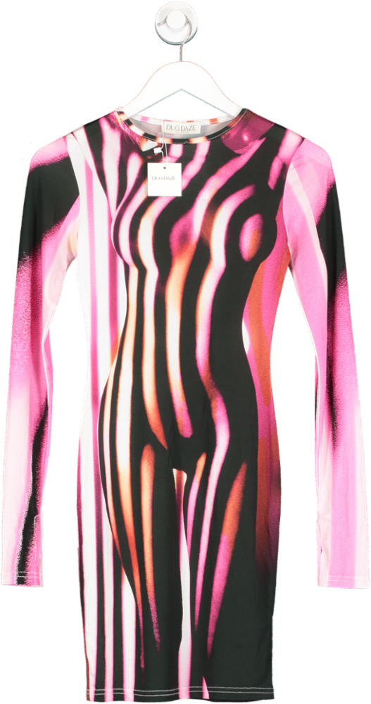 Duo Daze Pink Illusion Print Mini Dress UK XS