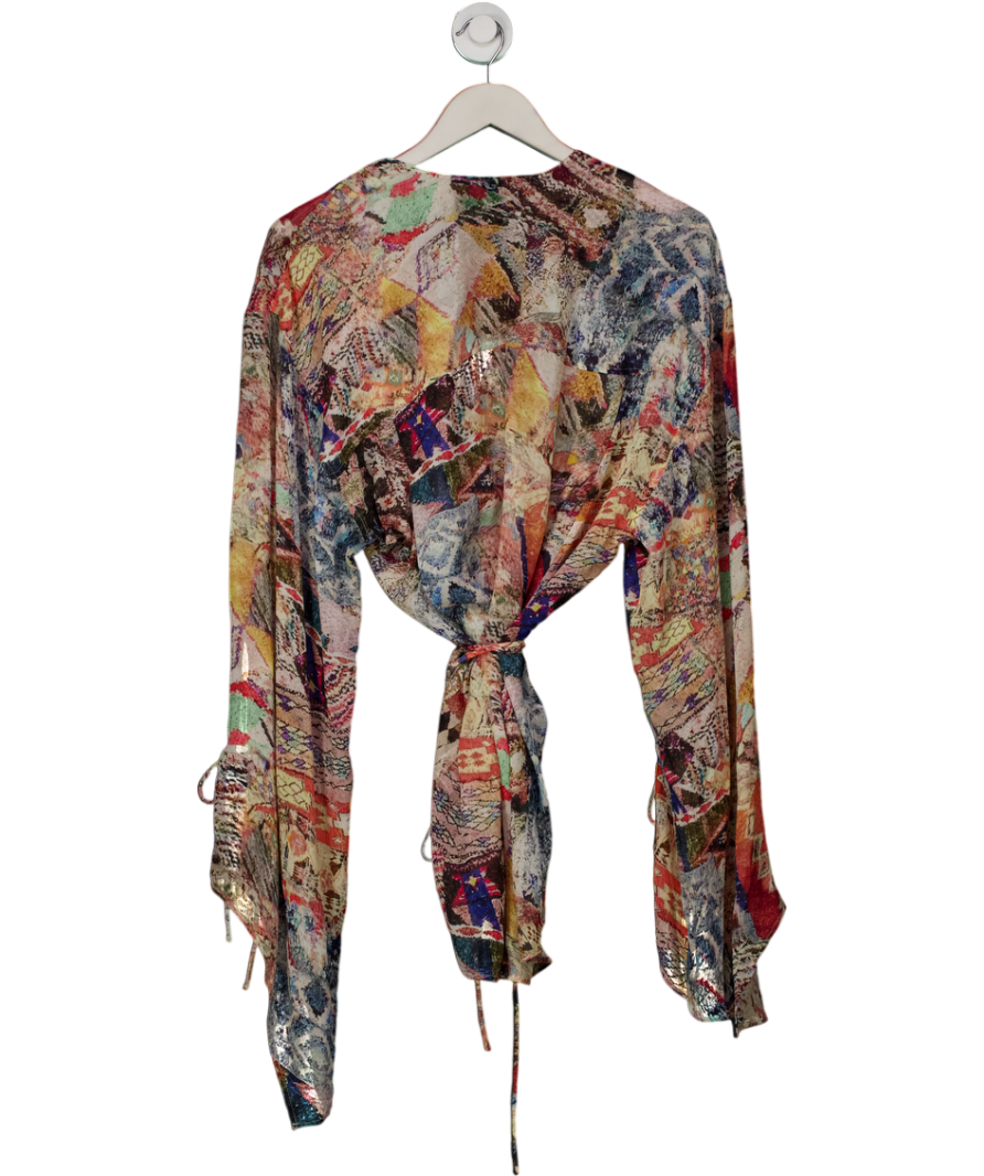 H&M Multicoloured Capsule Collection Chiffon Wrap Blouse UK M