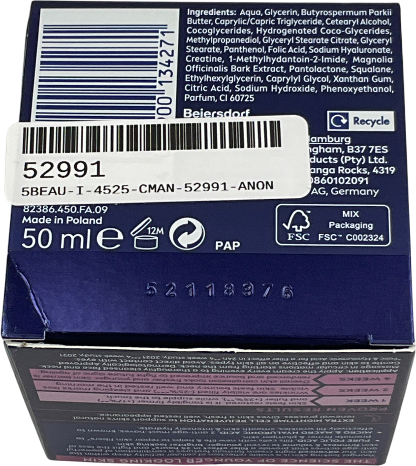 nivea Cellular Filler Hyaluronic Acid Anti-age Night Face Cream 50ml