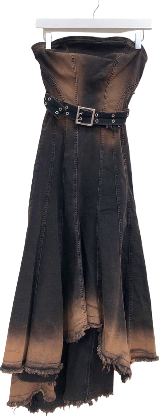 Collusion Brown Belted Denim Dress UK 10