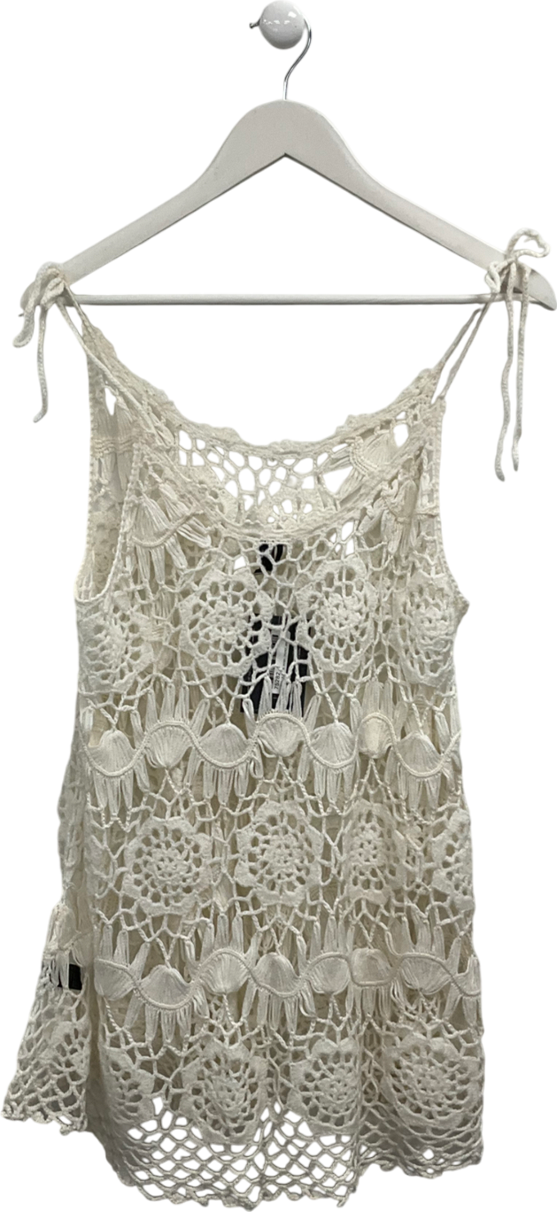 Topshop Cream Open Crochet Dress UK 8