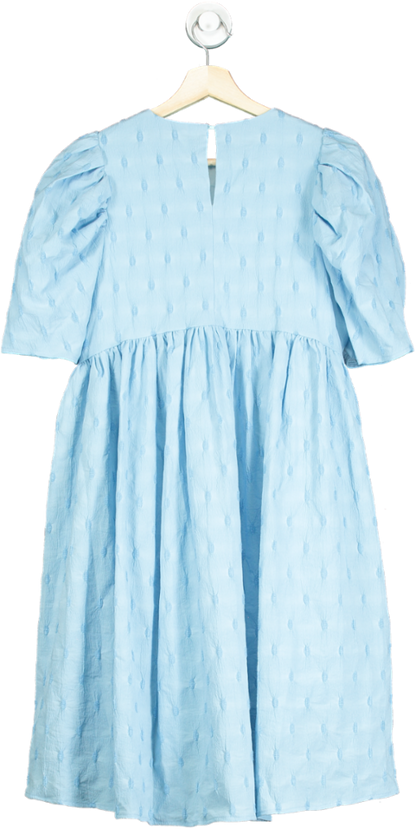 Urban Revivo Light Blue Textured Puff Sleeve Midi Dress UK 10