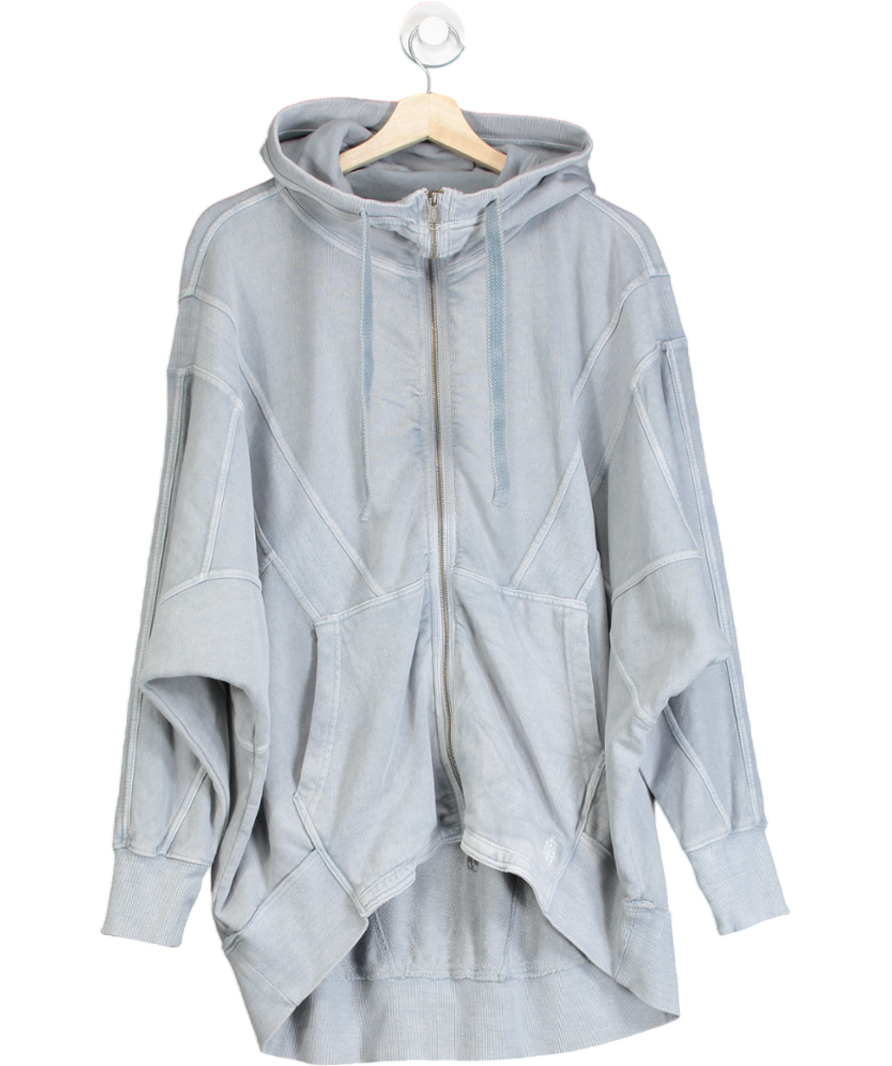 Free People Grey Seam Detail Oversized Zip Hoodie UK XS