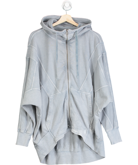 Free People Grey Seam Detail Oversized Zip Hoodie UK XS