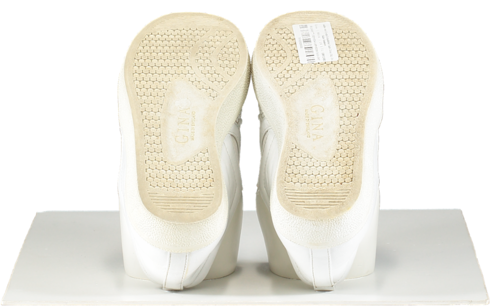 Gina White Leather & Crystal Embellished Satin Gioia Slip On Skate Sneakers trainers UK 5 EU 38 👠