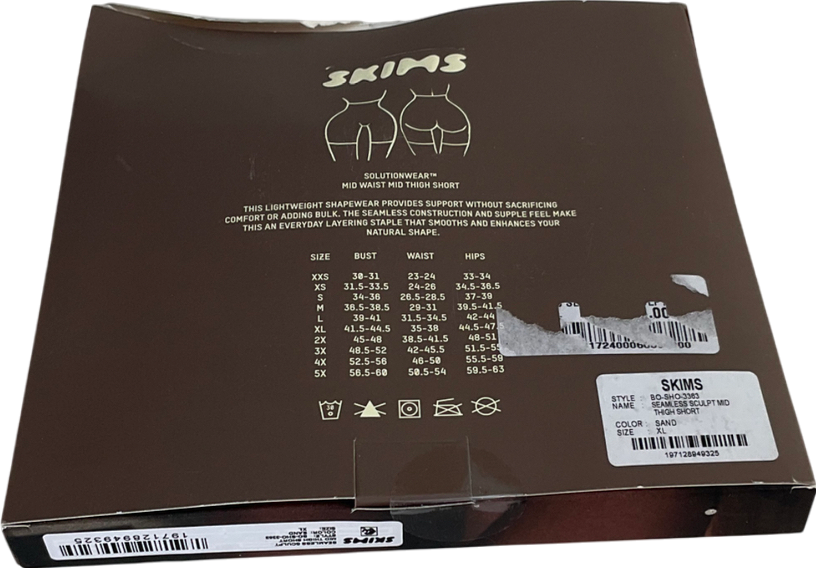 SKIMS Beige Seamless Sculpt Mid Waist Mid Thigh Short- Sand UK XL