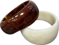 ASOS Set Of 2 Ivory / Brown Resin Chunky Bangles One Size