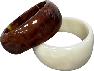 ASOS Set Of 2 Ivory / Brown Resin Chunky Bangles One Size