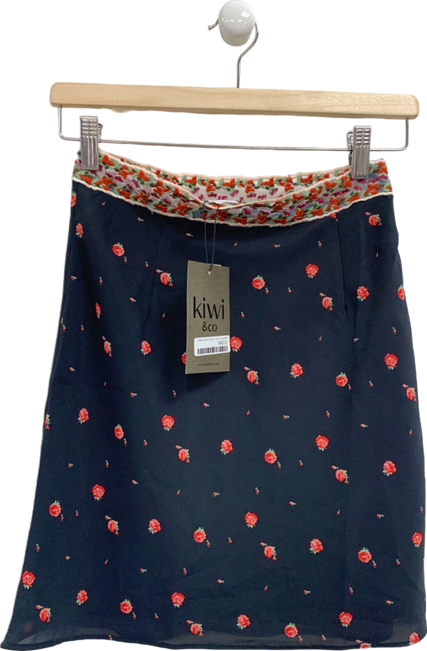 Kiwi & Co Black Floral Print Skirt UK 6