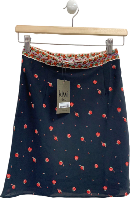 Kiwi & Co Black Floral Print Skirt UK 6