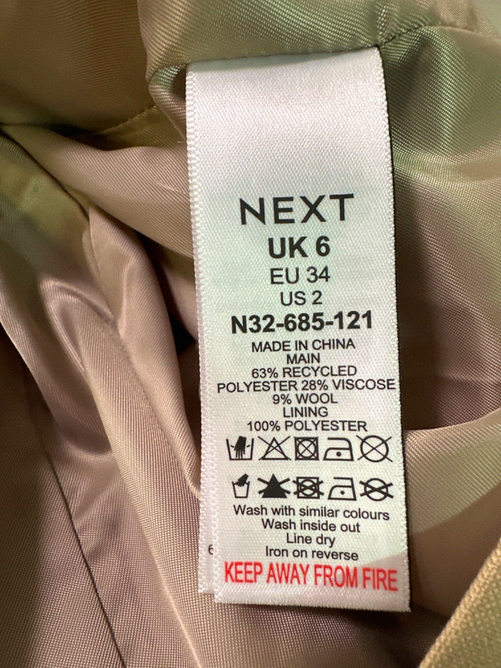 Next Beige Premium Collection Waistcoat UK 6