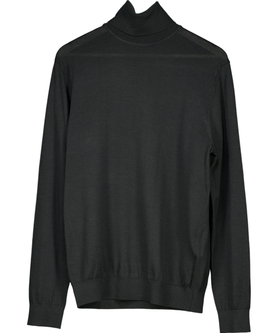 REISS Black Caine Slim Fit Merino Wool Roll Neck Sweater UK L