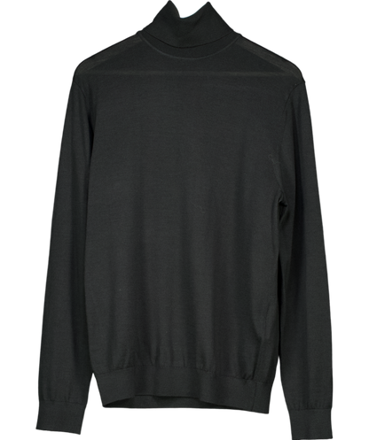 REISS Black Caine Slim Fit Merino Wool Roll Neck Sweater UK L