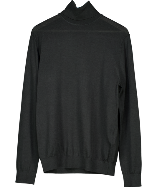 REISS Black Caine Slim Fit Merino Wool Roll Neck Sweater UK L