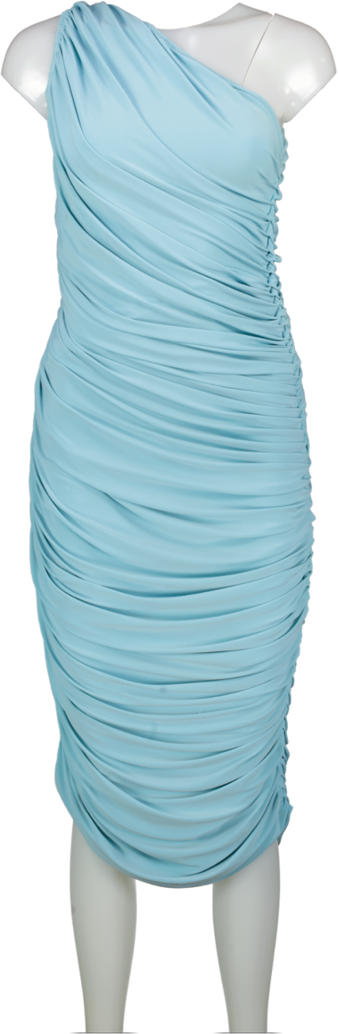 Norma Kamali Blue Diana One-shoulder Ruched Stretch-jersey Gown UK S