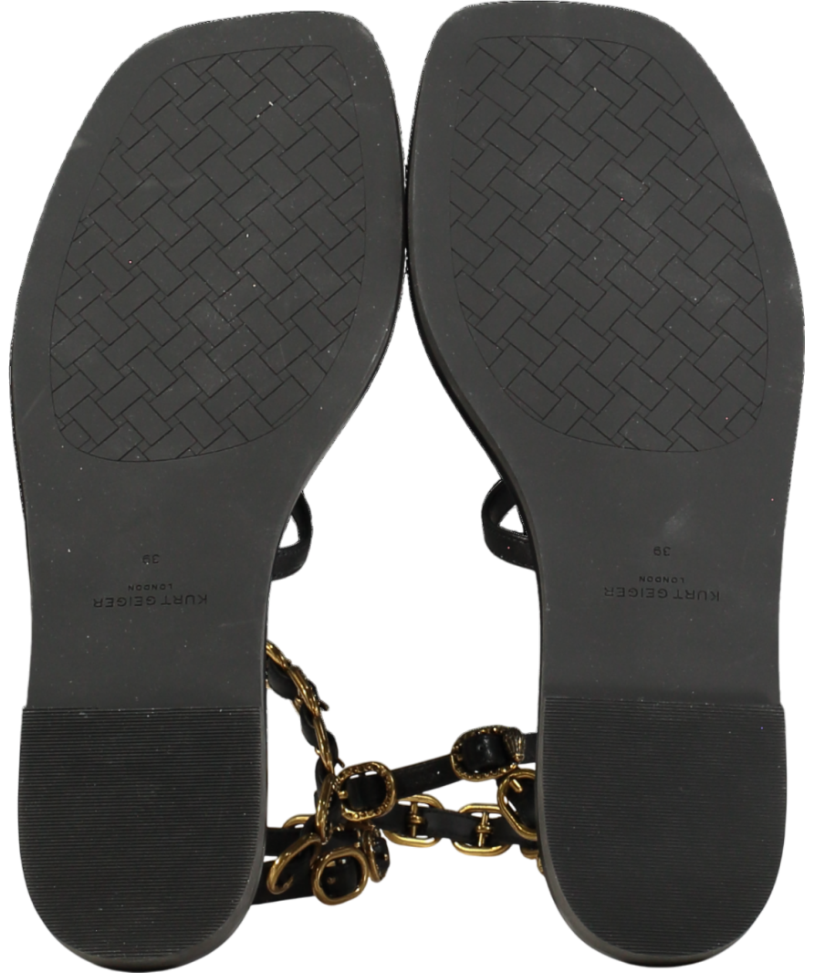 Kurt Geiger Black Regent Leather Sandals UK 6 EU 39 👠