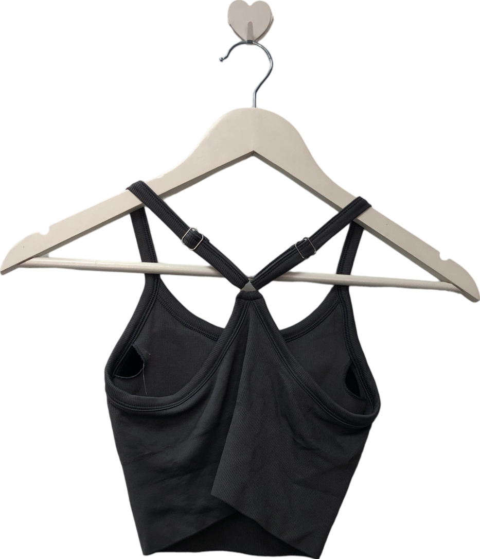 boohoo Grey Seamless Rib Longline Sports Bra UK S