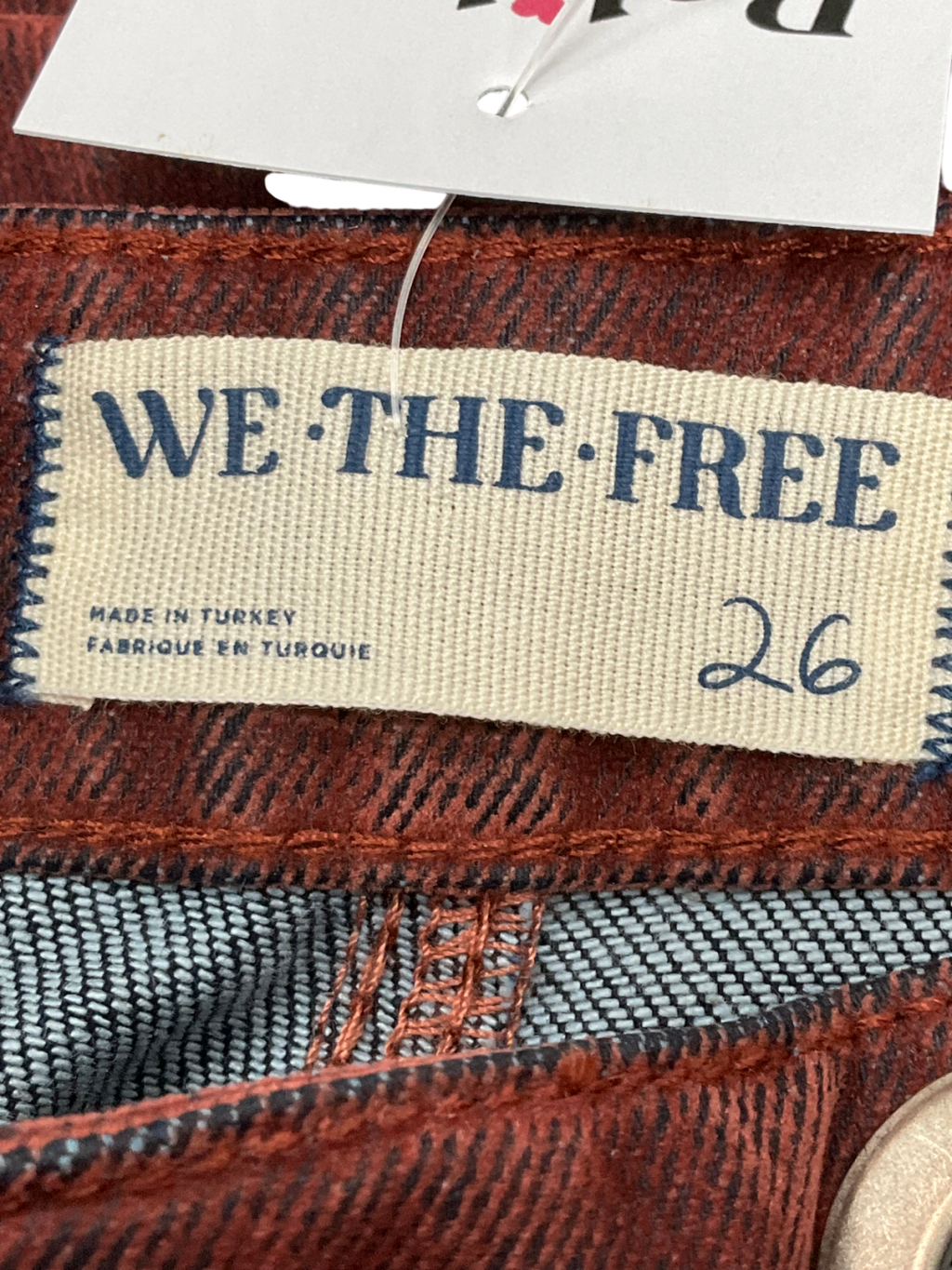 We The Free Red Moxie Pull-on Barrel Jeans W26
