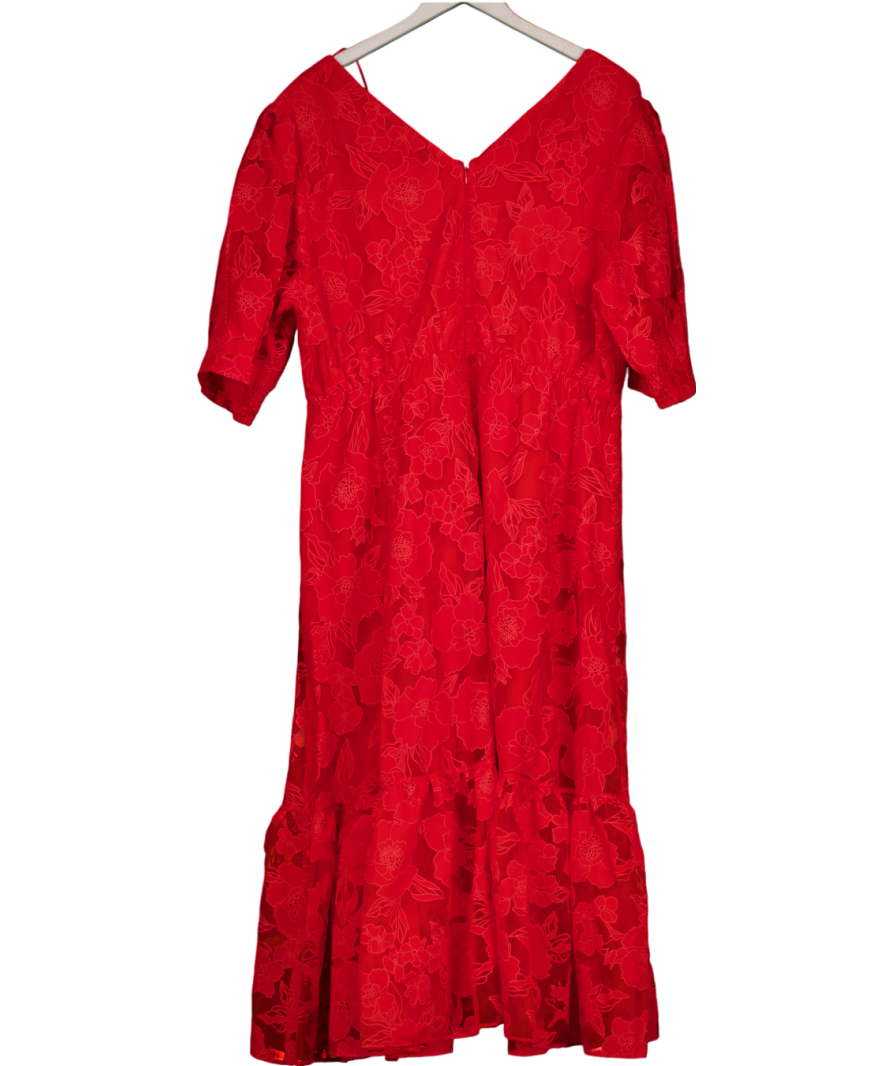 J.D.WILLIAMS Red Joanna Hope Sheer Floral Dress UK 22