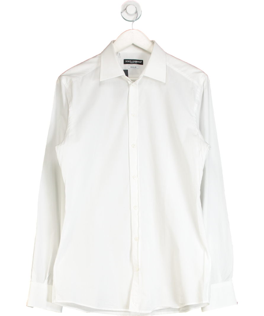 Dolce & Gabbana White Cotton Gold Fit Shirt UK 40" CHEST