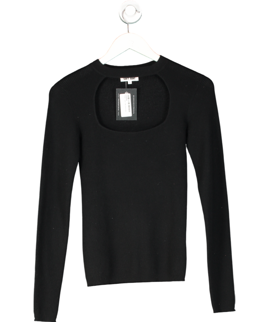 Soft Goat Black Cashmere Cut Out Top UK S
