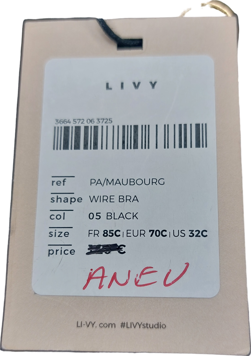 Livy Black Mabourg Wire Bra UK 32C