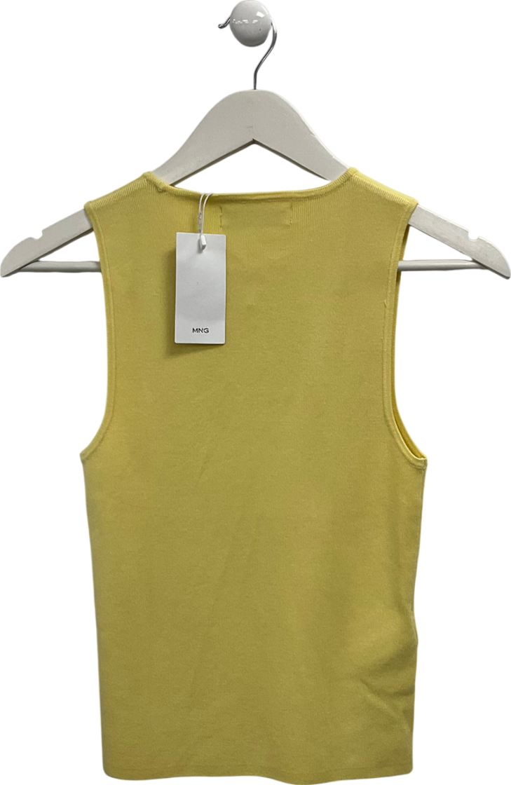 MANGO Yellow Knitted Tank Top UK M